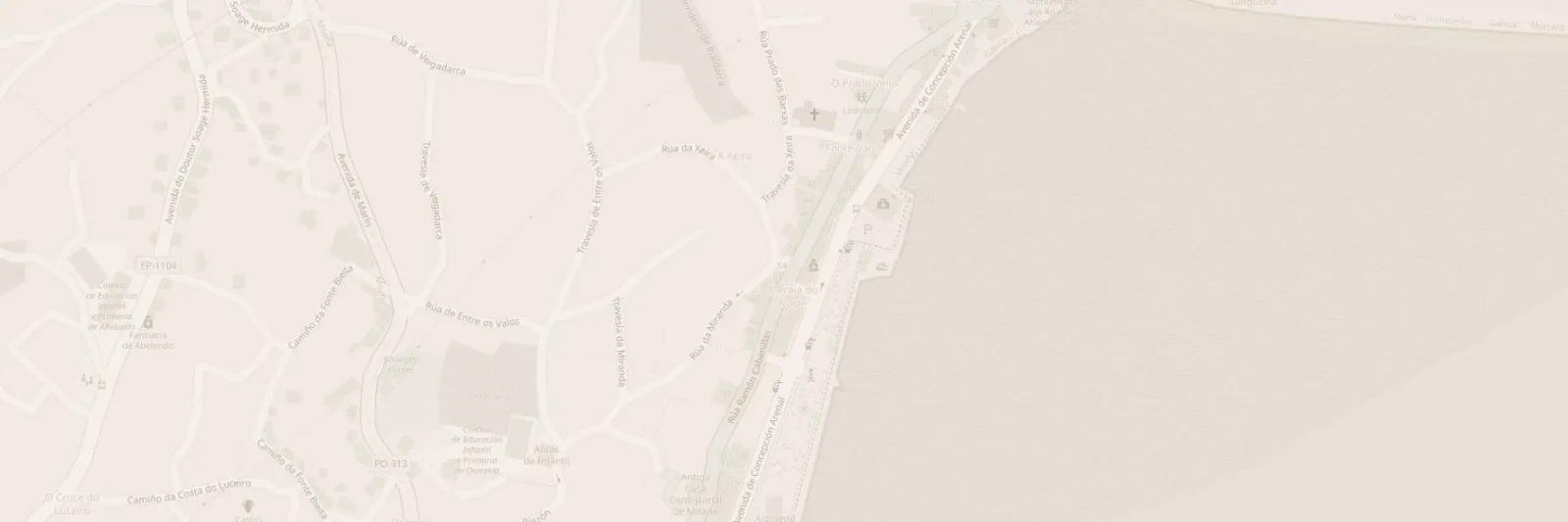 Plano de Moaña con la Rúa Ramón Cabanillas