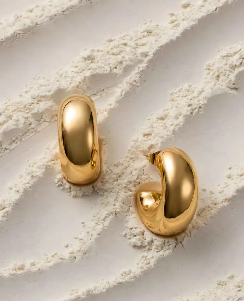 Aros Duna de plata 925 bañada en oro