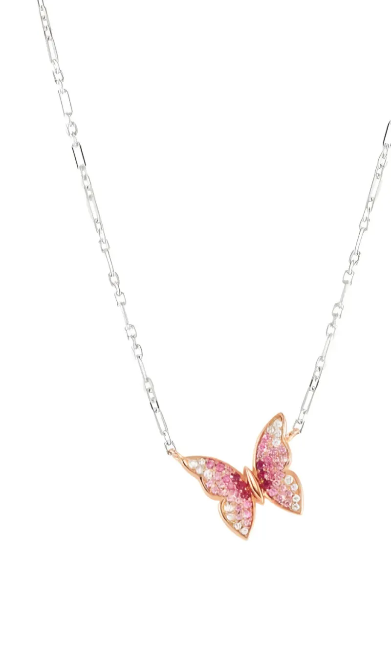 Colgante Mariposa de plata 925 · baño rosado y circonitas