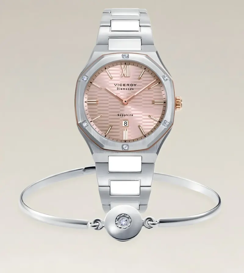 Reloj Rosé de acero · esfera rosada